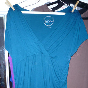 INC XL stretchy top dark teal 28" spandex rayon